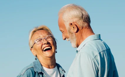 happy old couple smiling